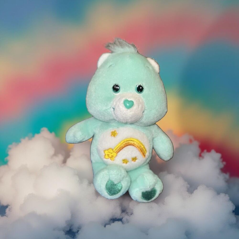 2002 Care Bears Wish Bear Minty Plush Stuffed Animal